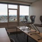An empty third-floor classroom has vast views of Stanwood. (Andy Bronson / The Herald)