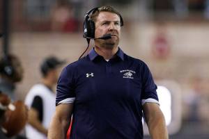 Montana State head coach Jeff Choate walks on the sideline during the first half of an NCAA college football game against Washington State in Pullman, Wash., Saturday, Sept. 2, 2017. (AP Photo/Young Kwak)