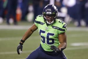 Seattle Seahawks' Jordyn Brooks in action against the Arizona Cardinals during an NFL football game, Thursday, Nov. 19, 2020, in Seattle. (AP Photo/Lindsey Wasson)