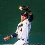 Everetts Tyler Bates makes a catch in left field. (Olivia Vanni / The Herald)