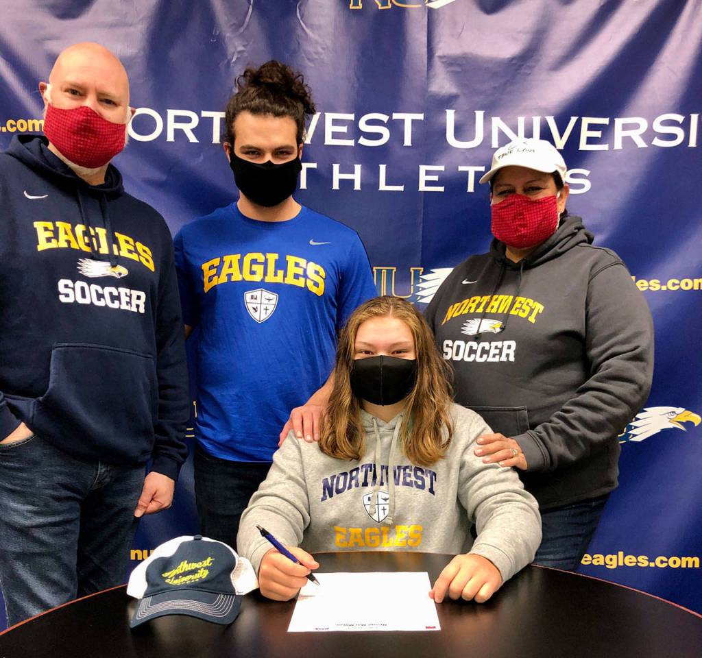 Glacier Peak senior Neomi MacMillan signed with the Northwest University womens soccer program on Wednesday. (Photo courtesy of MacMillan family)