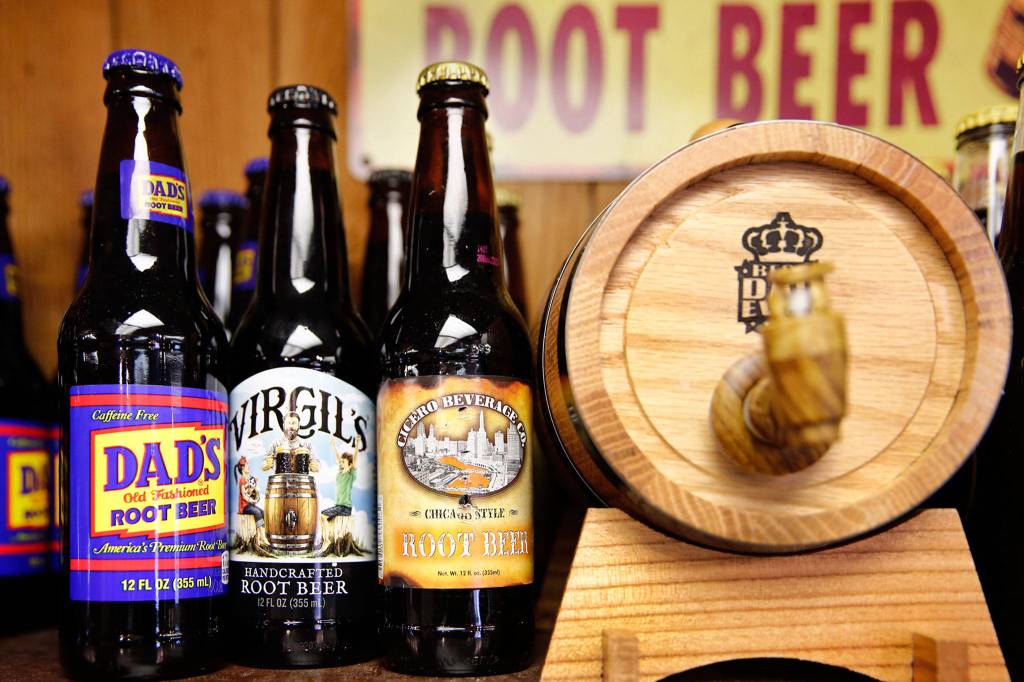 A display at Chugs Root Beer Store in Lynnwood. (Kevin Clark/The Herald)
