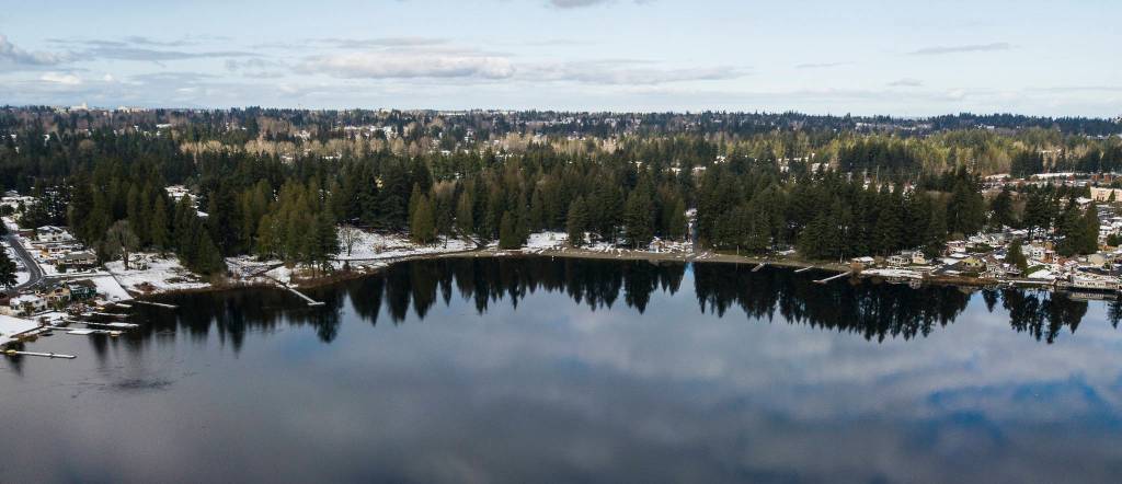 Thornton A. Sullivan Park on the northwest side of Silver Lake where parks staff outlined the project to build a path on the north and west sides and connect with the sidewalk already east of the lake. (Olivia Vanni / The Herald)