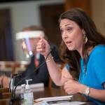 In this June 4, 2020, file photo, Rep. Jaime Herrera Beutler, R-Wash., speaks during a Labor, Health and Human Services, Education, and Related Agencies Appropriations Subcommittee hearing about the COVID-19 response on Capitol Hill in Washington. Herrera Beutler, who was one of 10 GOP House members who voted to impeach former President Donald Trump, is urging people with knowledge of conversations Trump had during the Jan. 6 Capitol riot to come forward. (Al Drago/Pool via AP, File)