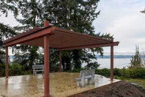 Peace Park, the new scenic site in Mukiteo, features a bench that honors the Kamiak graduates killed in a house party.  (Kevin Clark/The Herald)