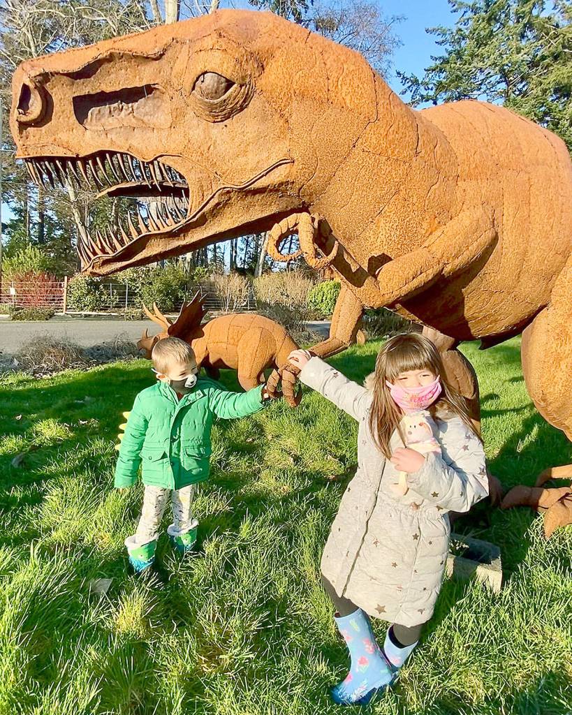 At left, Leo Zucca, 4, of Everett visits the yard of grandma Mary Saltwick in Freeland on Whidbey Island. Hes seen here with Momo Brown, 5, the reporters granddaughter. (Andrea Brown / The Herald)