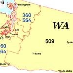 Area code map of Washington. (NANPA)