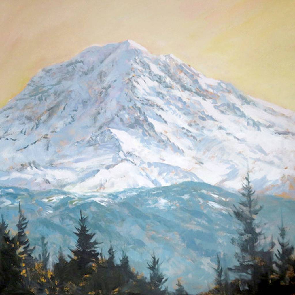 Mount Rainer by Jack Dorsey is featured in the painters solo show at Sunnyshore Studio on Camano Island, opening March 12.