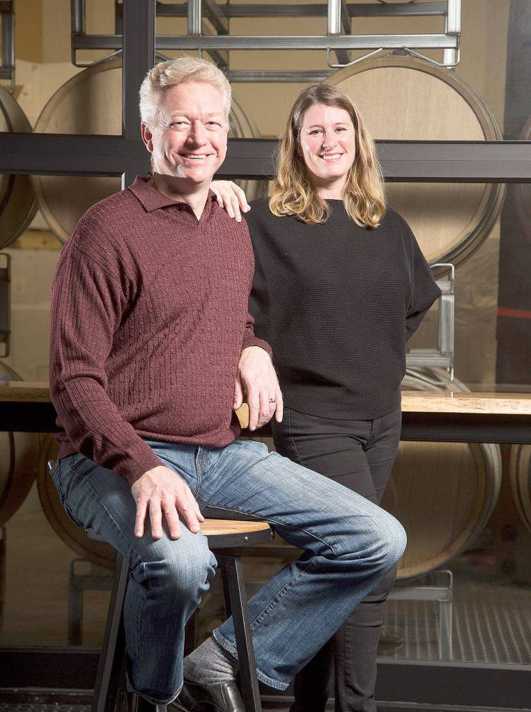 Owners Kim and Larry Harris at Bayernmoor Cellars northeast of Stanwood. (Andy Bronson / The Herald)