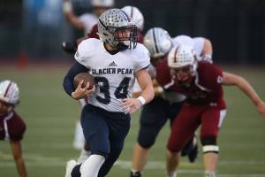 Glacier Peak took on Cascade in football at Everett Memorial Stadium on Friday, Oct. 4, 2019 in Everett, Wash. (Andy Bronson / The Herald)