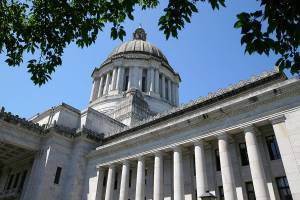 The Legislative Building is shown Friday, June 30, 2017, at the Capitol in Olympia, Wash. Details of a new two-year state operating budget were released Friday, the same day Washington lawmakers must vote on the plan in order to prevent a partial government shutdown. (AP Photo/Ted S. Warren)