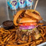 The Triple Threat Burger at Scuttlebutt Brewing Co. in Everett.
Andy Bronson / The Herald