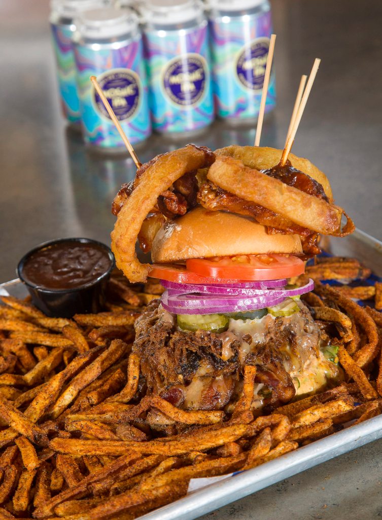The Triple Threat Burger at Scuttlebutt Brewing Co. in Everett.
Andy Bronson / The Herald