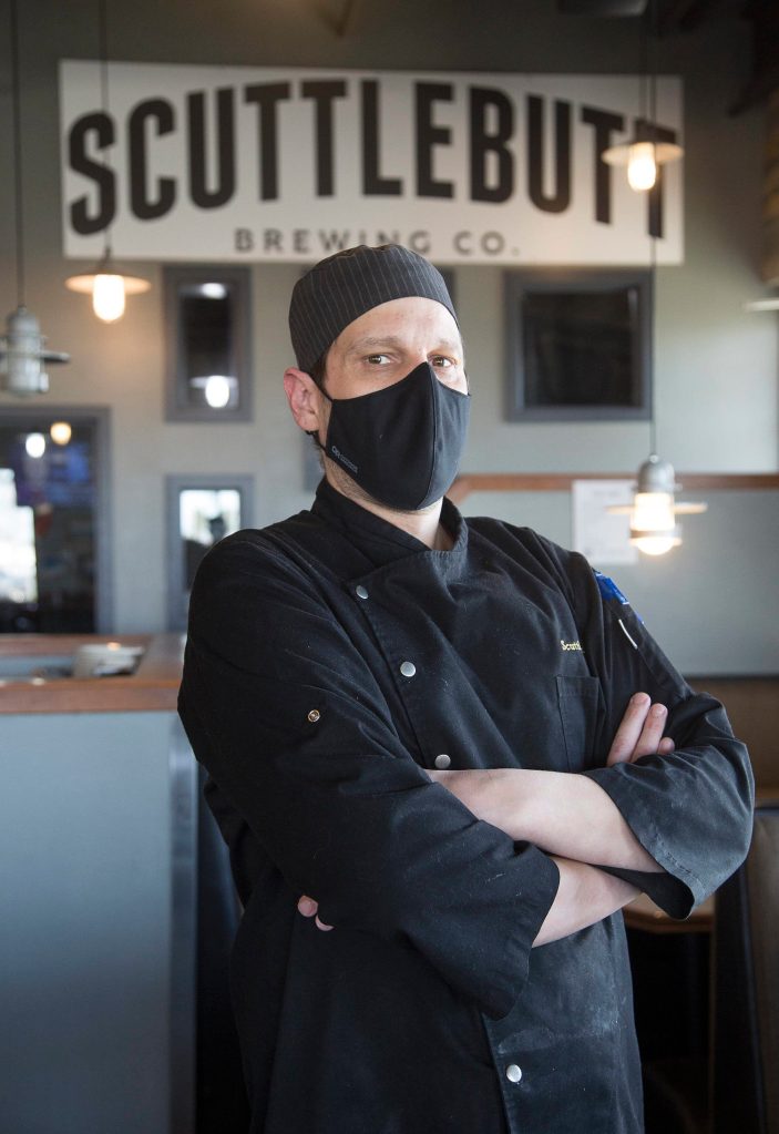 Scuttlebutt Brewing Co. chef Jeremiah Marleau says Everett Restaurant Month was the perfect time to put the massive Triple Threat Burger on Scuttlebutts menu.