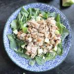 This curried rotisserie chicken salad gets its crunch from toasted almonds and diced Granny Smith apples. (Gretchen McKay/Pittsburgh Post-Gazette)