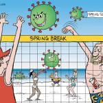 Spring Super Spreader 2021, spring break, covid-19, pandemic, coronavirus, college, beach, volley ball, beach ball, too soon