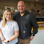 Heather and Michael Wallace, owners of the Milk House Coffee Co. on Thursday, March 25, 2021 in Everett, Wa. (Olivia Vanni / The Herald)