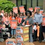 Activists rally at the I-1639 ballot drop even on July 6, 2018. Photo courtesy Washington Alliance for Gun Responsibility