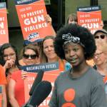 Activists rally at the I-1639 ballot drop even on July 6, 2018. Photo courtesy Washington Alliance for Gun Responsibility