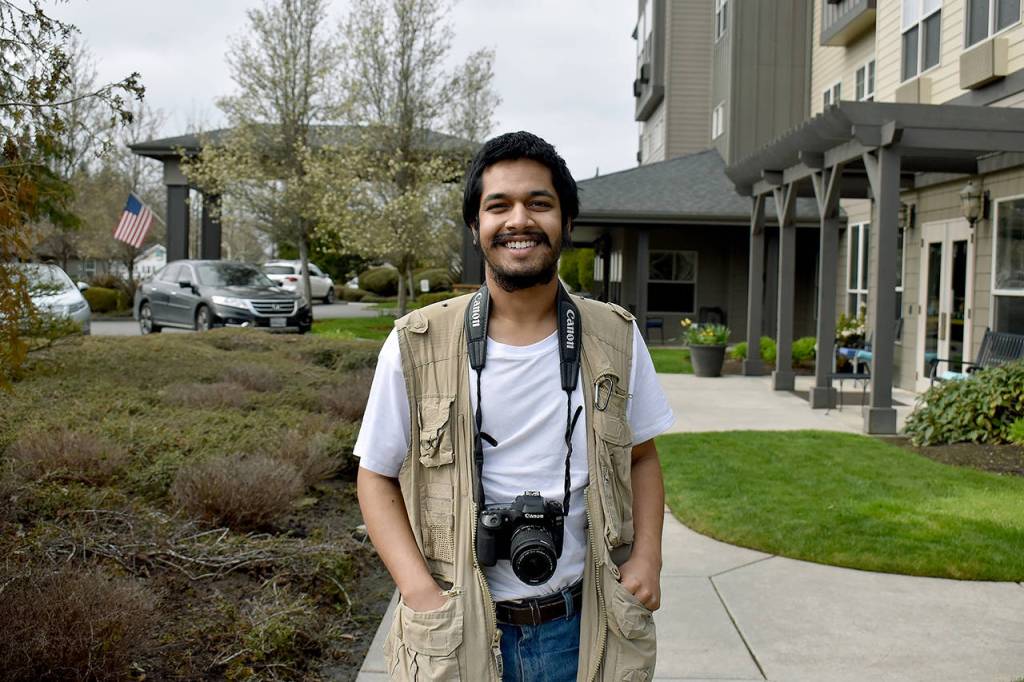 Rishi Sharma travels the world interviewing WWII combat veterans. (Emily Gilbert / Whidbey News-Times)