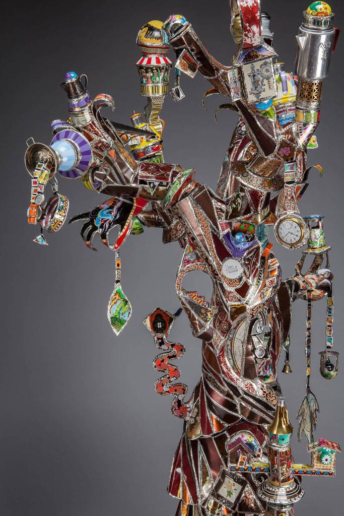 Tin Tree by Kathy Ross is featured in the Art of Recycling exhibit at the Schack, which opens April 1 in Everett.