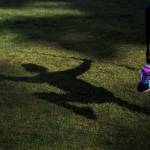 Dongyue Zhuang does tai chi sword movements Tuesday in Everett. (Olivia Vanni / The Herald)