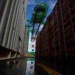 A piece of cargo is offloaded at the South Terminal of the Port of Everett on Thursday. (Olivia Vanni / The Herald)