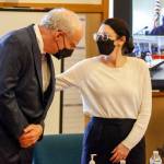 Simeon Berkley (left), who was found guilty of second-degree murder, with defense attorney Laura Shaver at the Snohomish County Courthouse in Everett on Thursday. (Kevin Clark / The Herald)