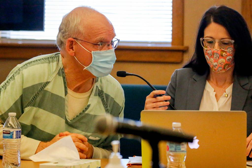 Simeon Berkley declines to make a statement during his sentencing hearing Friday at the Snohomish County Courthouse in Everett. (Kevin Clark / The Herald)