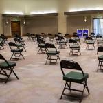 A large waiting area for people after receiving their vaccinations at Angel of the Winds Arena on Tuesday, April 6, 2021 in Everett, Wa. (Olivia Vanni / The Herald)