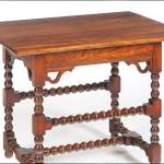 Reproduction furniture sells for low prices when compared to antiques, but there are still companies making useful, accurate copies of 18th-century pieces. This tavern table cost only $469. (Cowles Syndicate Inc.)