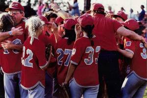 After winning the regionals which sent them to the Little League Softball World Series, the Marysville All-Stars celebrate. (Courtesy Marysville All-Stars)