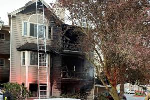 A dog died and several people were displaced in a fire at an apartment complex in Mukilteo on Monday. (Mukilteo Fire Department)