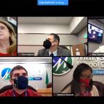 Becky Roberts (top left), Marysville Education Association president, speaks to the Marysville School District Board of Directors. (Screen capture image)