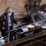 Speaker of the House Laurie Jinkins, D-Tacoma, bangs the gavel during a session of the House on Wednesday in Olympia. (AP Photo/Ted S. Warren)