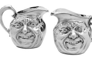 Sunny Jim is the name of these two silver-plated pitchers. They are about 6 1/4 inches high, and each holds about 56 ounces of liquid. The two sold together at New Orleans Auction Galleries for $4,750 in 2019 and could be worth even more now. (Cowles Syndicate Inc.)