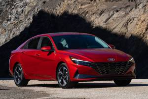 The 2021 Hyundai Elantra compact sedan seats five passengers and has 14.2 cubic feet of trunk space. (Manufacturer photo)