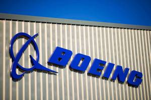 The Boeing logo stands on its factory in Sheffield, U.K., on Oct. 25, 2018. MUST CREDIT: Bloomberg photo by Matthew Lloyd.
