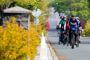 Bikes Club of Snohomish County on Grand Ave on their way from Everett waterfront to Snohomish Thursday morning on April 29, 2021.
(Kevin Clark / The Herald)