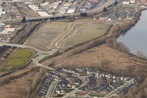 Views of the Riverfront development on Tuesday, Jan. 15, 2019 in Everett, Wa. The Riverfront Redevelopment consists of three different large sections all owned by Polygon Homes. All three sections run North to South along the Snohomish river (just East of 41st street), and range from around 40-70 acres each. (Andy Bronson / The Herald)