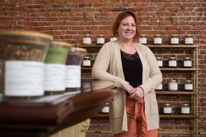 Chai Cupboard is a new loose tea and spice shop downtown, owned by Jeni Ellis and husband Tim, on Thursday, April 22, 2021 in Everett, Washington. (Andy Bronson / The Herald)