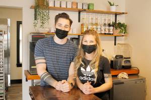 Owners Newton and Naomi Kellogg opened the Ulysses Coffee cafe on April 24. (Kira Erickson / South Whidbey Record)