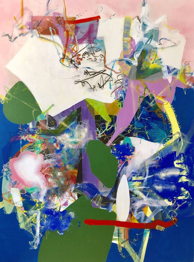 Soo Hongs Ikebana Lesson On Canvas is showing in the Northwest Eden: Trees, Plants and Gardens of the Northwest exhibit at the Lynnwood Convention Center.