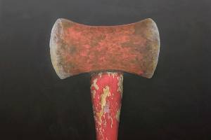See "Rusty Red Axe" by Scott Filipiak in the "Northwest Enterprise" exhibition in Lynnwood.