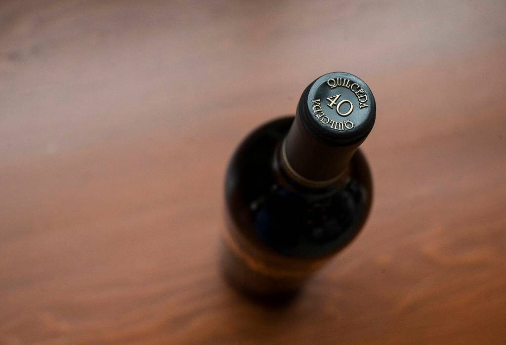 As seen on a bottle, Quilceda Creek winery is marking the 40th vintage of the winerys award-winning cabernet on Monday, May 17, 2021 in Snohomish, Washington. (Andy Bronson / The Herald)