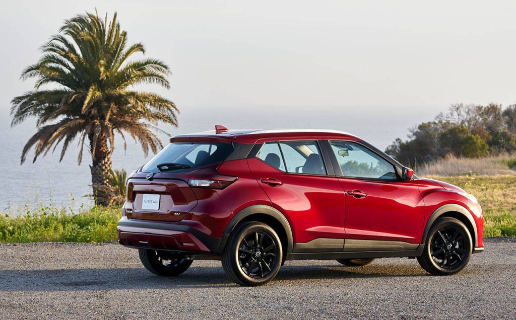 The 2021 Nissan Kicks subcompact SUV is powered by a 122-horsepower four cylinder engine joined to a CVT automatic transmission. (Nissan) 20210517