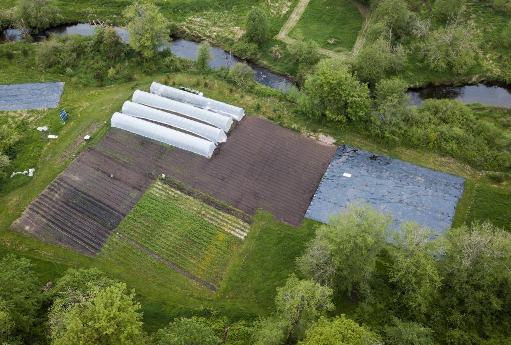 A birds-eye view of Orange Star Farm near Monroe. (Olivia Vanni / The Herald)