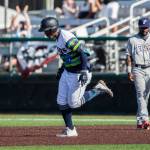 AquaSoxs Julio Rodriguez runs the bases after hitting his fifth home run in six games during the game against the Dust Devils on Sunday, May 16, 2021 in Everett, Wash.