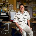 Jeff Thoreson in his second-grade classroom at Riverview Elementary School in Snohomish. (Olivia Vanni / The Herald)