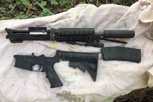 A stolen Seattle Police Department rifle after it was unearthed in Marysville. (Marysville Police Department) 20210603